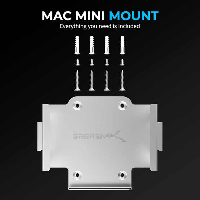 SABRENT Mac mini Mount M4 (2024+) � Aluminium Desk/Wall Flex-Mount, Scratch-Resistant Holder with Cable Management & Airflow � Secure Mac mini Stand for Wall, Desk or Surface (BK-MAC2)