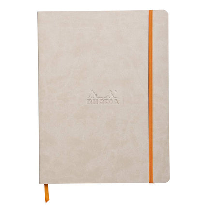Rhodia Rhodiarama 117555C Notebook with Soft Cover, Dot Grid, 80 Sheets, 90 g Ivory Paper, 190 x 250 mm, Bookmark, Inner Pocket, 1 Piece, Beige