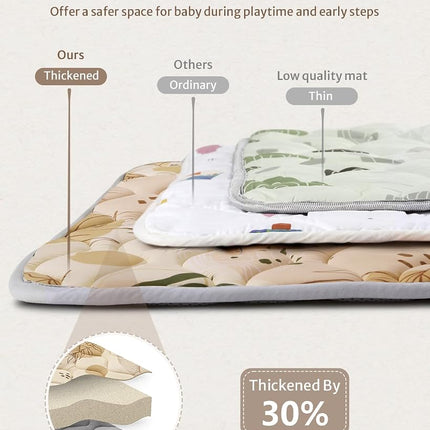 Blissful Diary Baby Play Mats for Floor, 127×127cm Crawling Mat, Thicken Soft Padding Foam Playmats for Babies and Toddlers Infants, Foldable and Machine Washable, Earth Tones Design