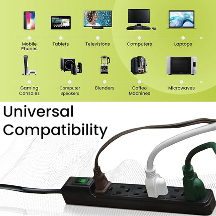 GoGreen Power GG-16103MINBK 6 Outlet Mini Surge Protector, Black