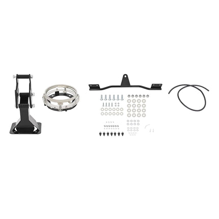 Carénage avant et support de phare ECOTRIC compatibles avec Harley Dyna Wide Glide FXDWG/I 2006-2017, Super Glide FXD/I, Custom FXDC/I, Street Bob FXDB/I, Low Rider FXDL/I avec pare-brise en plastique acier fumé