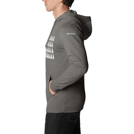 Columbia Men's Trek Graphic Hoodie, Charcoal Heather/Treeline Flag Graphic, XX-Large