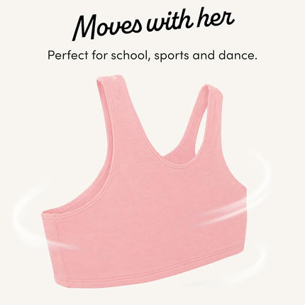 Fruit of the Loom Girls' Cotton Built-up Stretch Sports Bra, Lentil/Mango/Pink Camo/Grey Heather/White/Black, 38