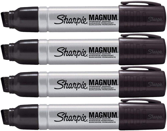 Marqueur permanent professionnel Sharpie Pro Magnum, pointe biseautée surdimensionnée, encre noire, paquet de 4