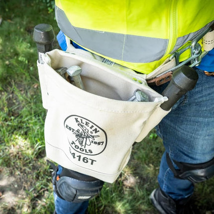 Canvas Bolt Bag, Small Bag for Bolt Storage with Bull Pin Loops, Belt Tunnel Loop Connection, Klein Tools 5416T
