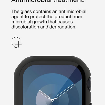 Belkin TemperedCurve Apple Watch Series 8 Screen Protector with Edge-to-Edge Coverage & Protective Bumper - Tempered Glass Screen Protector, Apple Watch Accessories - Black