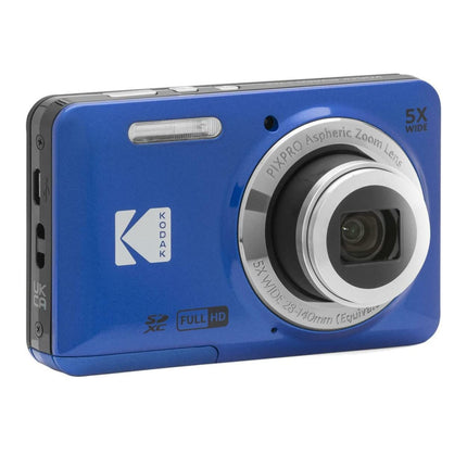 Cámara digital Kodak PIXPRO Friendly Zoom FZ55 (azul) con estuche para cámara, tarjeta de memoria SDHC UHS-I U1 Clase 10 de 32 GB y lector de tarjetas USB 2.0 (4 artículos)