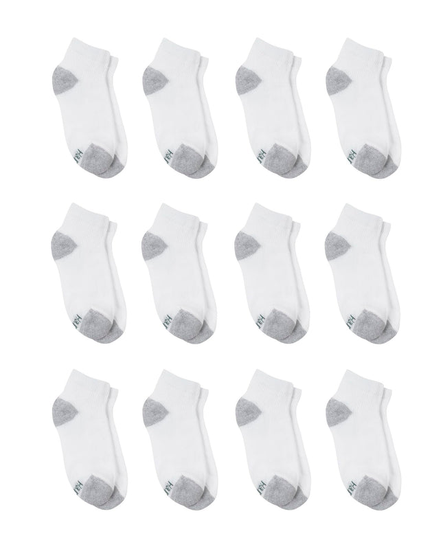 Hanes Boys' Extra Durable Ankle Socks Multipack, White, Medium