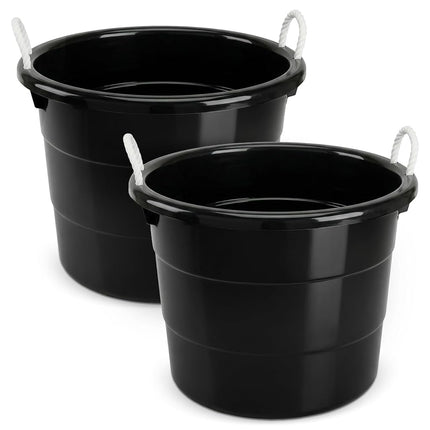 Tinas Homz con Asa de Cuerda, Negro, Juego de 2