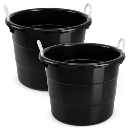 Homz Rope Handle Tub, Black, Set of 2