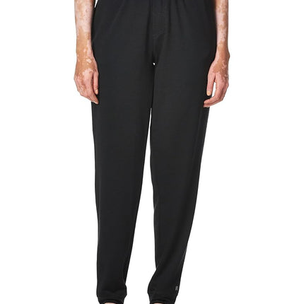 HUE Women's Solid French Terry Lounge Separates, Black - Jogger Pant with Pockets, Large