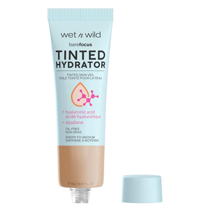 Wet n Wild, Bare Focus Tinted Hydrator, Tinted Face Cream Enriched with Hyaluronic Acid and Vegan Squalane for Radiant Skin, Light to Medium Coverage, Semi Matte Finish, Tanned Skin