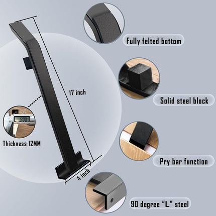 NAACOO Heavy Duty Pull Bar and Pry Bar, Weight 3.7lb | Solid Square Steel Block & Steel Angle Hammering Durable, Fully Felted Bottom - Professional Wood Flooring Laminate Tool.