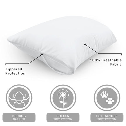AllerEase Cotton Allergy Protection Pillow Protector, Set of 2