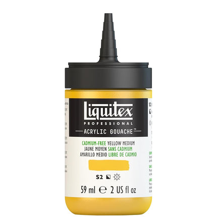 Gouache Acrylique Professionnelle Liquitex flacon 59 ml, Jaune Moyen Sans Cadmium