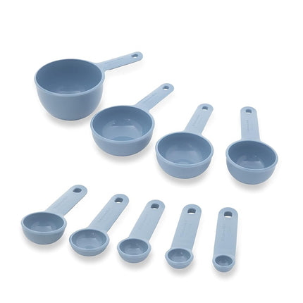 KitchenAid Universal Easy to Read Measuring Cup and Spoon Set with Soft Grip Handle for Maximum Control, Hang Hole and Nesting for Easy Storage, Dishwasher Safe, 9 Piece, Blue Velvet
