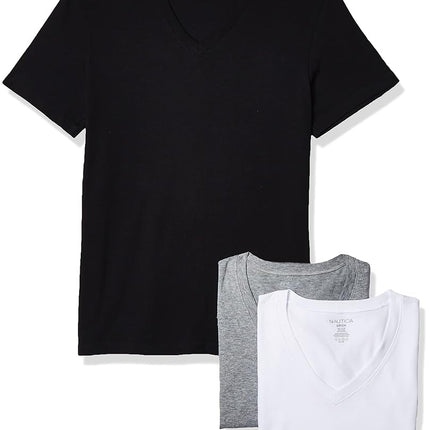 Nautica Men's Cotton V-Neck T-Shirt-Multipack, New