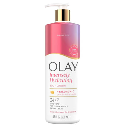 Olay Nourishing and Moisturizing Body Lotion for Women with Hyaluronic Acid, Long-lasting Moisture Supply, Vitamin E and Vitamin B3 Complex, Rapid Formula, 480 ml (1 Piece)