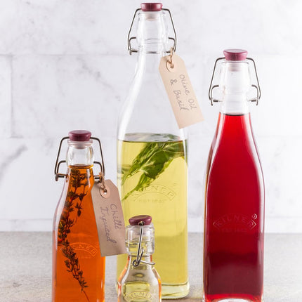 Kilner Square Glass Clip Top Bottle, 0.25 L Transparent