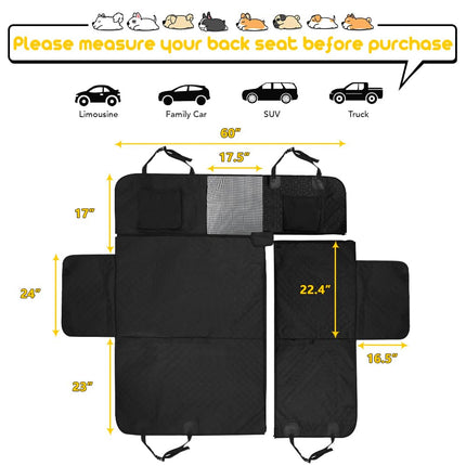 Vailge 6 in 1 Car Seat Cover for Back Seat, 60/40 Split, 100% Waterproof with Mesh Window, Scratch Prevent Anti-slip Dog Hammock, Large