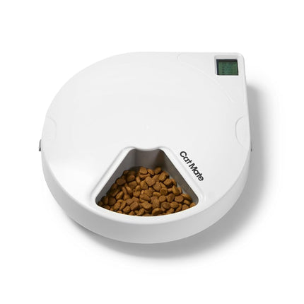 Cat Mate C500 Automatic 5-Bowl Pet Feeder with Digital Timer for Wet and Dry Pet Food, for Cats and Small Dogs, 5 Meals up to 330g Each, with Twin Ice Packs for Food Freshness – White