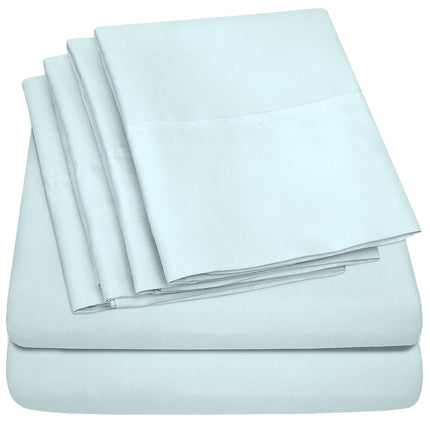 Sweet Home Collection Parure de draps 6 pièces en microfibre égyptienne de qualité 1500 fils/pouce carré, poches profondes, taille Queen, Aqua