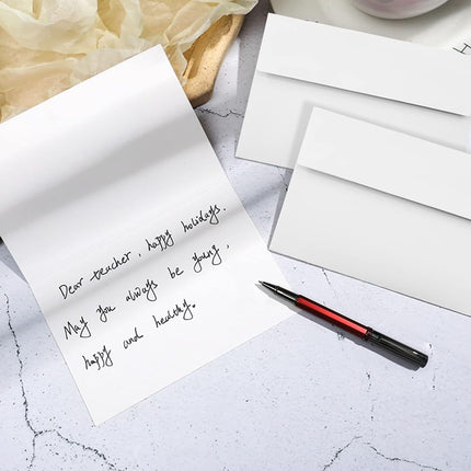 VANRA White Blank Greeting Cards with Envelopes 12.7x17.8 cm 100 Pack White Cardstock with A7 Envelopes Bulk Self Seal for DIY Thank You Cards, Wedding Invitations Cards (5x7 inches)