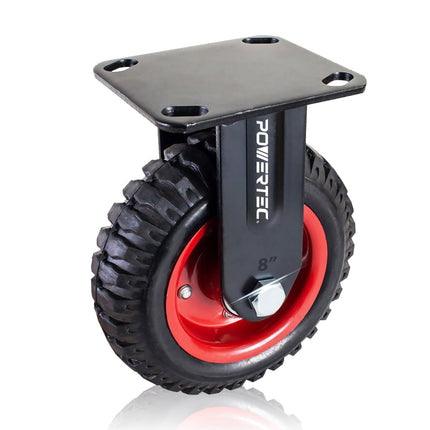 POWERTEC 8 Inch Caster Wheels, Heavy Duty Fixed Pl