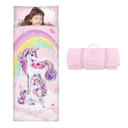 Unicorn Rainbow Sleeping Bag Nap Mat Removable Pil