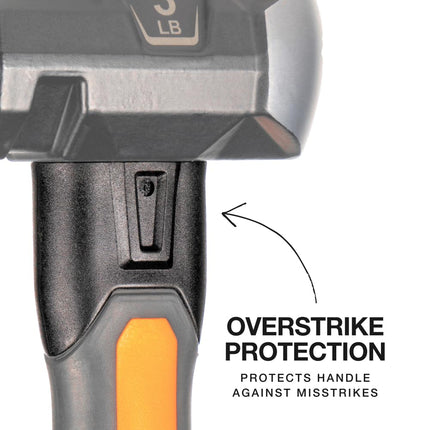 Klein Tools H80603 Sledgehammer, 3-Pound Wedge Hammer with Fiberglass Handle, Heavy-Duty, Shock-Resistant Design for Striking and Demolition, Includes Lanyard Hole