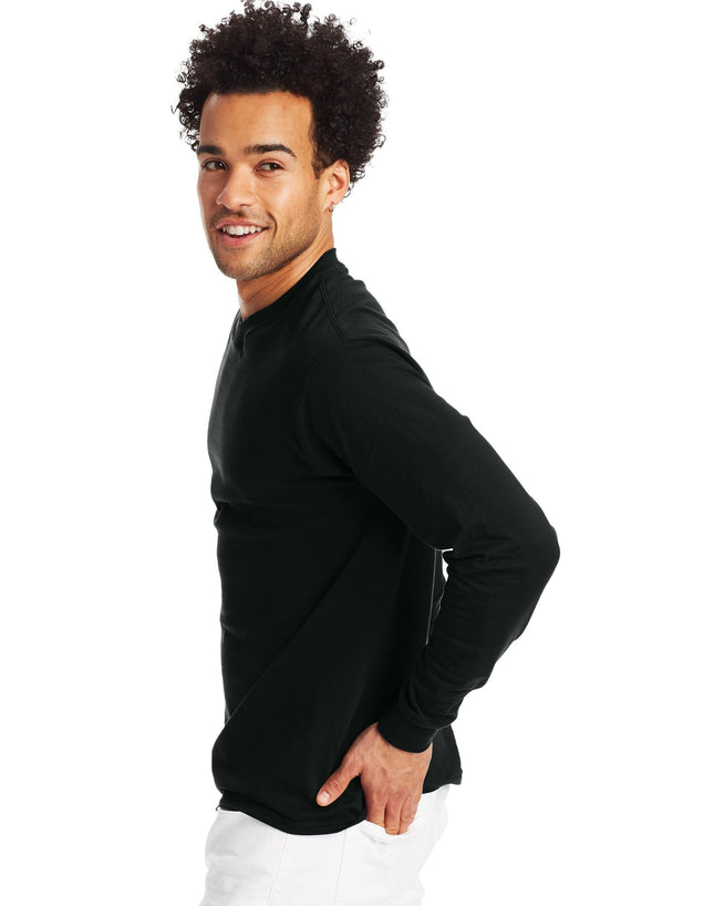 Hanes Men's Long-Sleeve Beefy-T Shirt, Light Blue, Medium (Pack of 2)