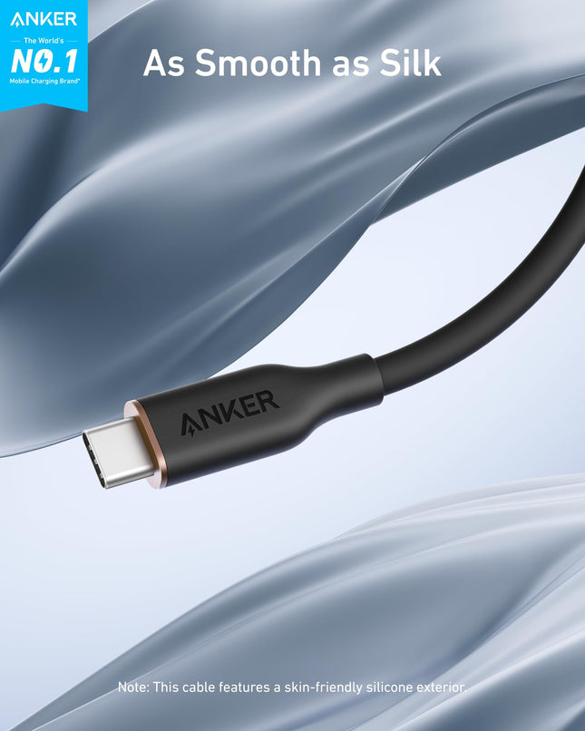 Câble USB C Anker, cordon de charge rapide Type C pour iPhone séries 1716/15, MacBook Pro 2020 et plus (USB 2.0, 240W, lot de 2, noir, 0,9 m)