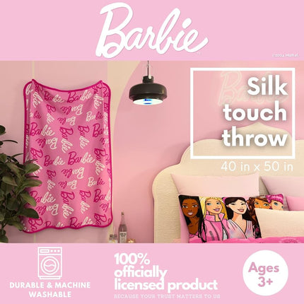 Jeté en soie ultra douce et douillette Franco Barbie pour lit d'enfant, 40 po x 50 po, (Produit sous licence officielle)