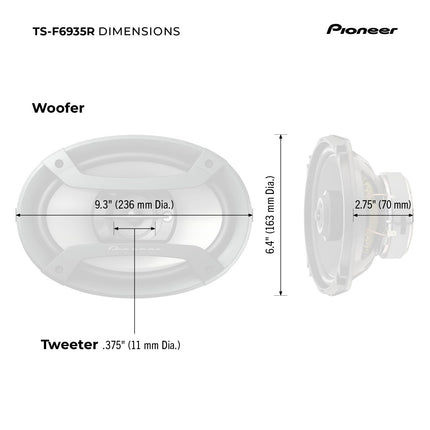 Pioneer TS-F6935R 3-Way Coaxial Car Audio Speakers - 6" x 9" Passive Car Speakers (Pair), 230 W Max Power, Black and Silver