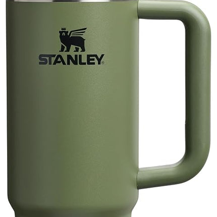 Vaso térmico STANLEY Quencher H2.0 con asa y pajita, tapa Flowstate de 3 posiciones, compatible con portavasos de viaje, acero inoxidable, con aislamiento, sin BPA, Dry Pine, 0,9 litros