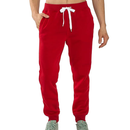 Southpole Men's 1570 Basic Active Fleece Jogger Sweatpants, Red (A), Large
