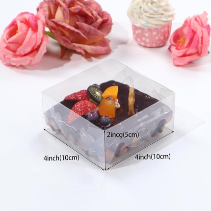 RomanticBaking - 100 Clear Cookie Boxes 4" x 4" x 2" Chocolate Truffle Donuts Cake Cake Boxes for Party Favors