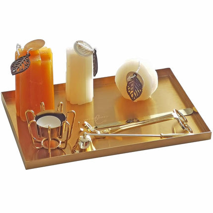 FREELOVE Stianless Steel Serving Vanity Tray - Gol