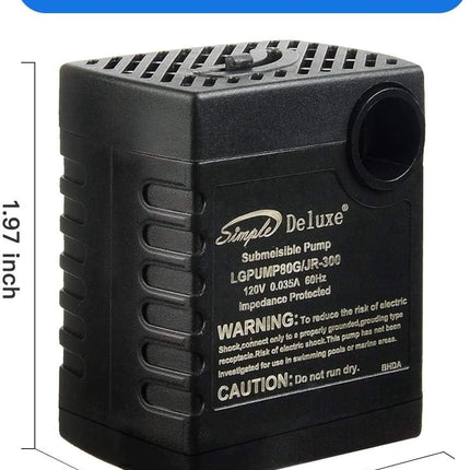 Simple Deluxe 80 GPH Water Table Pump with Adjustable Intake for Fish Tank, Hydroponics, Aquaponics, Fountains, Ponds, Statuary, Aquariums & More, Black