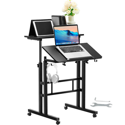 VEVOR Mobile Standing Desk, Adjustable Manual Spri