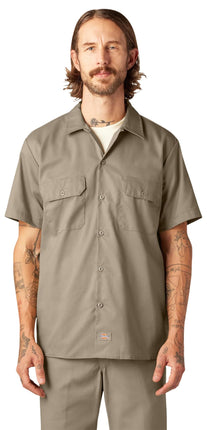 Dickies Men's Short Sleeve Work Shirt Button, Brow