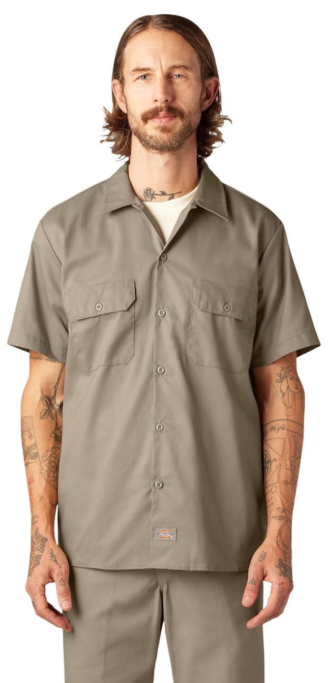 Dickies Men's Short Sleeve Work Shirt Button, Brow