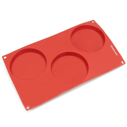 Moule à gâteau, tarte, flan, tourte et dessous de verre en résine Freshware SL-116RD en silicone à 3 cavités