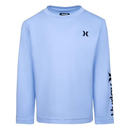 Hurley Boys Long Sleeve Rash Guard Shirt, Blue Dream, 4
