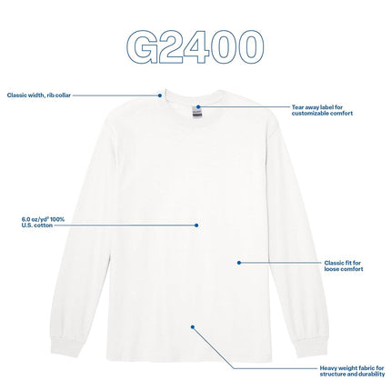 Gildan Unisex-Adult Ultra Cotton Long Sleeve T-Shirt, Style G2400, Multipack, White (2-Pack), 4XL