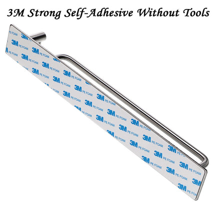 Sumnacon Towel Bar Rack with Hook, 13.38 Inch Self Adhesive Stainless Steel Towel Holder Organizer for Bathroom Kitchen Bedroom, Brushed Finish