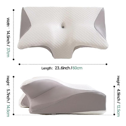 Memory Foam Pillow, 2 in 1 Cervical Pillow for Neck Pain Relief, Ergonomic Neck Support Pillows for Side, Back & Stomach Sleepers with Removable Pillowcase