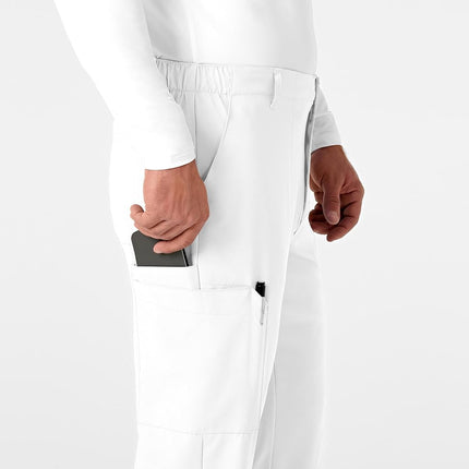 WonderWink 5355TWHITXLT W123 Men's Flat Front Cargo Pocket Pant, White, Tall-XL Size