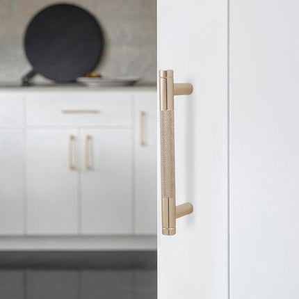 BUKOBYHE 10 Pack 3-3/4 Inch Champagne Bronze Kitchen Cabinet Handles Knurled Cabinet Pulls Drawer Pulls Cabinet Hardware