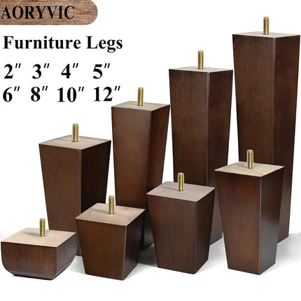 Wood Furniture Legs 3 inch Sofa Legs Pack of 4 Square Couch Legs Brown Mid-Century Modern Replacement Legs for Armchair Recliner Coffee Table Dresser